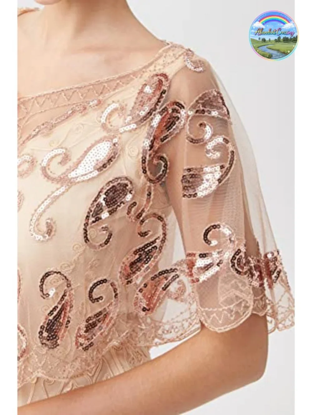 Sequin Beaded Evening Cape Flapper Cover Up Sheer Lacy Wraps
